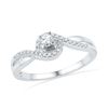 Image 1 : 0.20 CTW Diamond Solitaire Swirl Promise Bridal Ring 10KT White Gold - REF-20Y9X