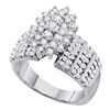 Image 1 : 1 CTW Prong-set Diamond Oval Cluster Accented-side Ring 10KT White Gold - REF-67H4M