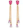 Genuine 7.5 ctw Pink Topaz Earrings Jewelry 14KT Rose Gold - REF-39N3R