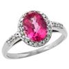 Natural 1.3 ctw Pink-topaz & Diamond Engagement Ring 10K White Gold - REF-25H9W