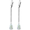Genuine 3.6 ctw Aquamarine & Diamond Earrings Jewelry 14KT White Gold - REF-64K6V