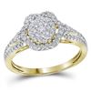 0.63 CTW Diamond Cluster Bridal Engagement Ring 14KT Yellow Gold - REF-89H9M