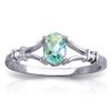 Genuine 0.46 ctw Blue Topaz & Diamond Ring Jewelry 14KT White Gold - REF-27K2V