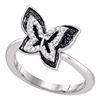 0.35 CTW Black Color Pave-set Diamond Butterfly Bug Ring 10KT White Gold - REF-32H9M