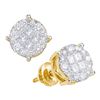 0.50 CTW Princess Diamond Soleil Cluster Earrings 14KT Yellow Gold - REF-52K4W