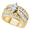 3 CTW Marquise Diamond Solitaire Bridal Engagement Ring 14KT Yellow Gold - REF-449M9H
