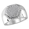 0.40 CTW Mens Diamond Hexagon Cluster Ring 10KT White Gold - REF-44K9W