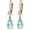 Genuine 4.53 ctw Blue Topaz & Diamond Earrings Jewelry 14KT Rose Gold - REF-29F3Z