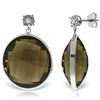 Genuine 34.06 ctw Smoky Quartz & Diamond Earrings Jewelry 14KT White Gold - REF-55R5P