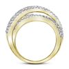 Image 2 : 1.93 CTW Pave-set Diamond Crossover Cocktail Ring 14KT Yellow Gold - REF-224H9M