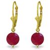 Image 1 : Genuine 4 ctw Ruby Earrings Jewelry 14KT Yellow Gold - REF-45F8Z