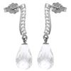 Genuine 4.78 ctw White Topaz & Diamond Earrings Jewelry 14KT White Gold - REF-46M2T