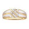 0.14 CTW Mens Diamond Double Row Two-tone Ridged Wedding Ring 10KT Yellow Gold - REF-19H4M