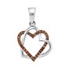 0.25 CTW Cognac-brown Color Diamond Heart Love Pendant 10KT White Gold - REF-16X4Y