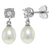 Genuine 8.06 ctw Pearl & Diamond Earrings Jewelry 14KT White Gold - REF-27A4K
