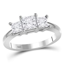 1.47 CTW Princess Diamond 3-stone Bridal Engagement Ring 14KT White Gold - REF-254K9W