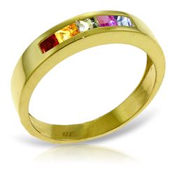 Genuine 0.60 ctw Multi-Color Sapphire Ring Jewelry 14KT Yellow Gold - REF-49Z2N