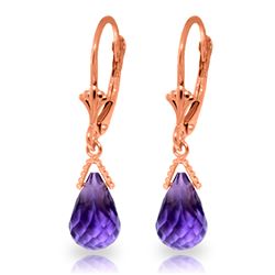 Genuine 4.5 ctw Amethyst Earrings Jewelry 14KT Rose Gold - REF-22Z7N