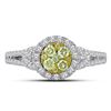 Image 2 : 0.66 CTW Natural Canary Yellow Diamond Cluster Ring 14KT White Gold - REF-82M4H