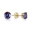 Genuine 0.95 ctw Tanzanite Earrings Jewelry 14KT Yellow Gold - REF-24X5M