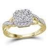 Image 1 : 0.33 CTW Diamond Square Cluster Ring 10KT Yellow Gold - REF-30X2Y