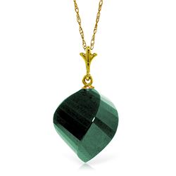 Genuine 15.25 ctw Green Sapphire Corundum Necklace Jewelry 14KT Yellow Gold - REF-26T7A