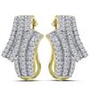 Image 1 : 1.14 CTW Diamond Bypass Hoop Earrings 14KT Yellow Gold - REF-89Y9X