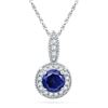 0.15 CTW Created Blue Sapphire Solitaire Diamond Pendant 10KT White Gold - REF-14N9F