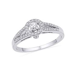 0.25 CTW Diamond Solitaire Split-shank Bridal Ring 10KT White Gold - REF-26H9M