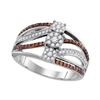 Image 1 : 0.47 CTW Brown Color Diamond Triple Cluster Ring 10KT White Gold - REF-44K9W