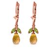 Image 1 : Genuine 3.4 ctw Citrine & Peridot Earrings Jewelry 14KT Rose Gold - REF-26F6Z