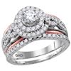 1.2 CTW Diamond Double Halo Certified Bridal Engagement Ring 14KT White Gold - REF-157K5W