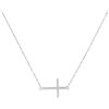 Image 1 : 0.06 CTW Diamond Sideways Horizontal Cross Pendant 10KT White Gold - REF-8F9N
