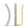 Image 1 : 1.04 CTW Diamond Curved Contour Climber Earrings 14KT Yellow Gold - REF-67Y4X