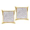 Image 1 : 0.45 CTW Diamond Square Cluster Earrings 14KT Yellow Gold - REF-30N2F