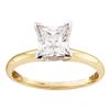 Image 1 : 0.25 CTW Princess Diamond Solitaire Bridal Engagement Ring 14KT Yellow Gold - REF-41W3K