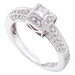 0.30 CTW Princess Diamond Solitaire Bridal Engagement Ring 14KT White Gold - REF-64H4M