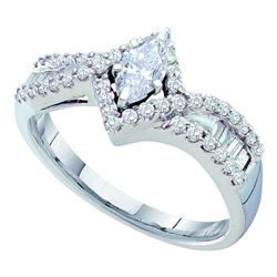 0.75 CTW Marquise Diamond Solitaire Bridal Engagement Ring 14KT White Gold - REF-119H9M