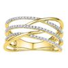 Image 1 : 0.33 CTW Diamond Triple Row Openwork Crossover Ring 10KT Yellow Gold - REF-30X2Y