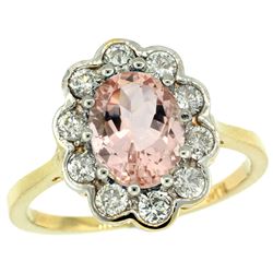 Natural 2.29 ctw Morganite & Diamond Engagement Ring 14K Yellow Gold - REF-90Y6X