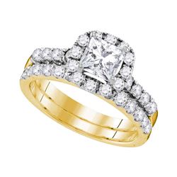 1.88 CTW Princess Diamond Bridal Engagement Ring 14KT Yellow Gold - REF-344M9H