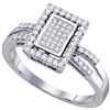 Image 1 : 0.30 CTW Diamond Rectangle Cluster Ring 10KT White Gold - REF-34F4N