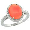 Natural 2.02 ctw Coral & Diamond Engagement Ring 10K White Gold - REF-23G6M