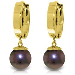 Genuine 4 ctw Black Pearl Earrings Jewelry 14KT Yellow Gold - REF-22T5A