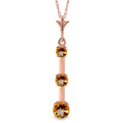 Genuine 1.25 ctw Citrine Necklace Jewelry 14KT Rose Gold - REF-29P3H