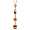 Genuine 1.25 ctw Citrine Necklace Jewelry 14KT Rose Gold - REF-29P3H