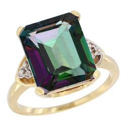 Natural 5.44 ctw mystic-topaz & Diamond Engagement Ring 10K Yellow Gold - REF-32Z2Y