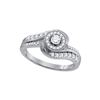 0.48 CTW Diamond Solitaire Swirl Bridal Engagement Ring 10KT White Gold - REF-55K5W