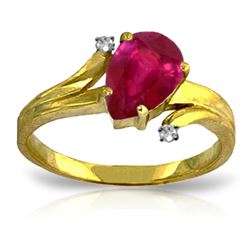 Genuine 1.51 ctw Ruby & Diamond Ring Jewelry 14KT Yellow Gold - REF-56P3H