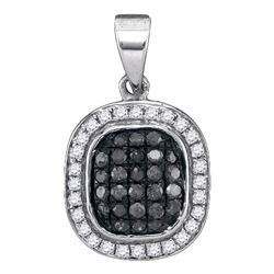 0.25 CTW Black Color Diamond Cluster Pendant 10KT White Gold - REF-14X9Y